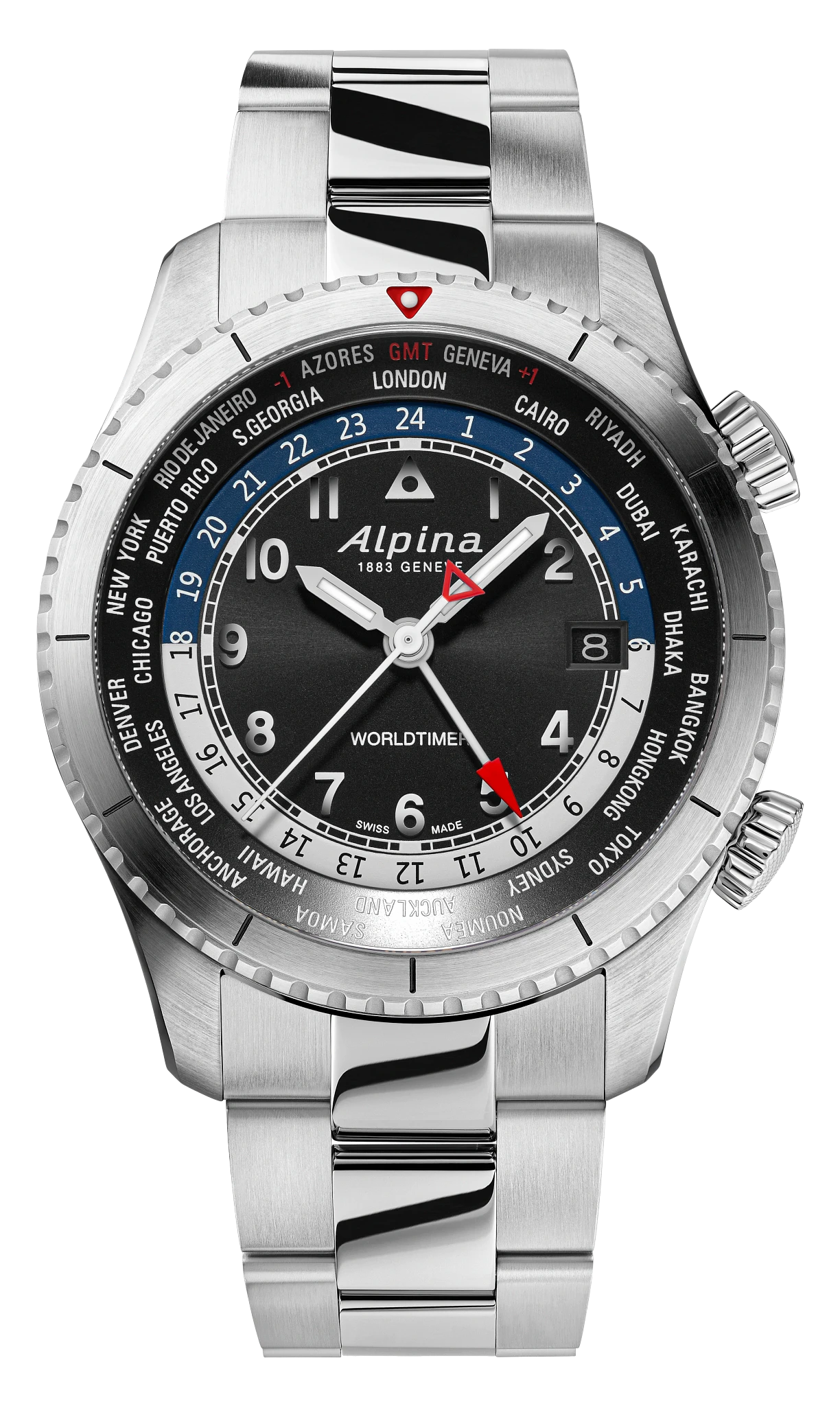 Pilot Quartz Worldtimer Watch AL-255B4S26B | Alpina Watches US